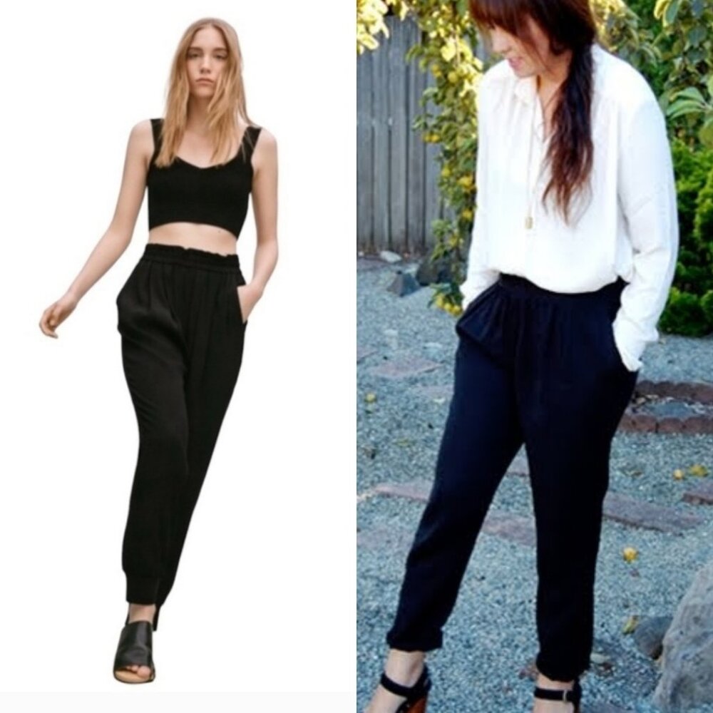 𝅺Aritzia Wilfred Casbah Lyocell Paper Bag Trouser Pants Black Size 6